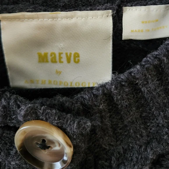 Anthropologie Maeve Cable Knit Fuzzy Shrunken Cardigan Sweater Gray Medium - Picture 4 of 6
